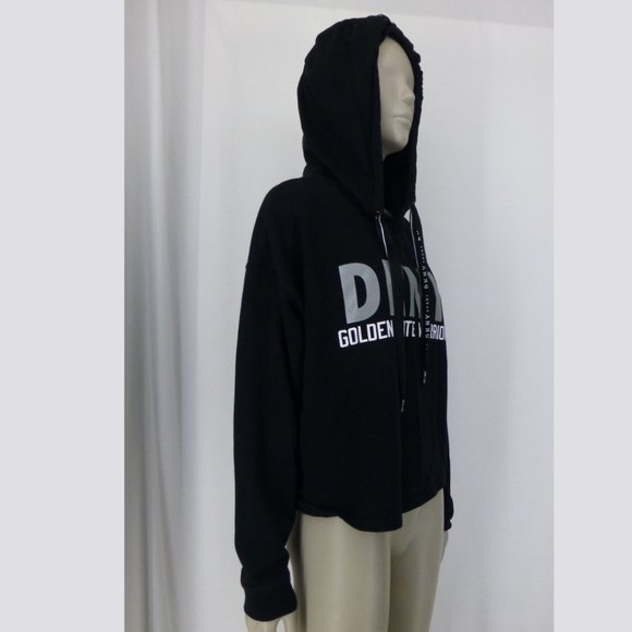 Golden State Warriors DKNY Sport Black Maddie Cropped Long Sleeve Hoodie - Picture 4 of 14